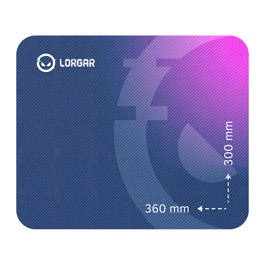 Lorgar Main 133, Gaming mouse pad, High-speed surface, Purple anti-slip rubber base, size: 360mm x 300mm x 3mm, weight 0.2kg