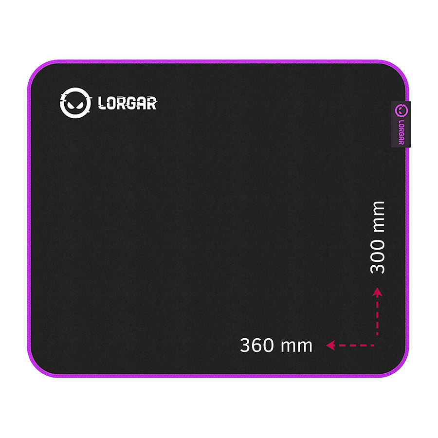 Lorgar Main 313, Gaming mouse pad, High-speed surface, Purple anti-slip rubber base, size: 360mm x 300mm x 3mm, weight 0.195kg