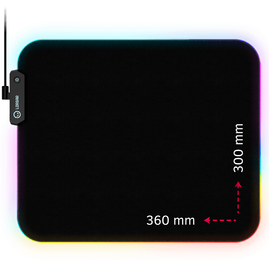 Lorgar Steller 913, Gaming mouse pad, High-speed surface, anti-slip rubber base, RGB backlight, USB connection, Lorgar WP Gameware support, size: 360mm x 300mm x 3mm, weight 0.250kg