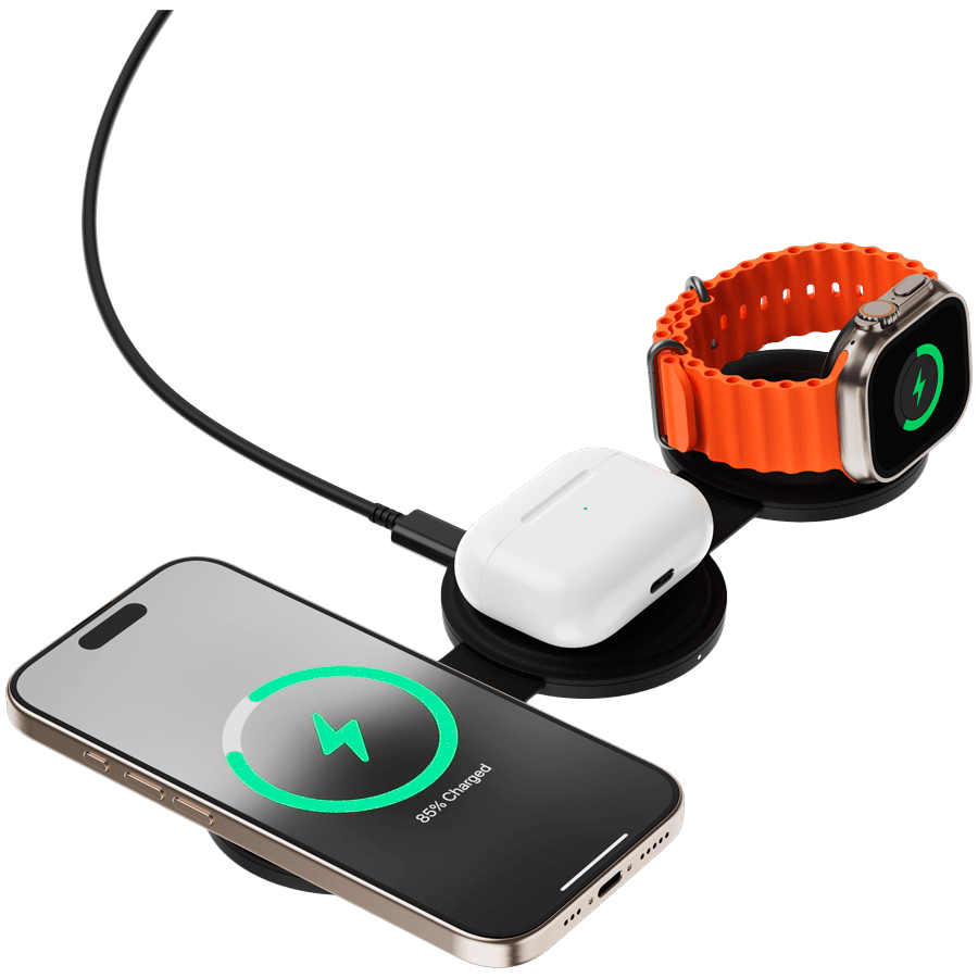 SATECHI OntheGo 3-in-1 Wireless Charger (Black) 4