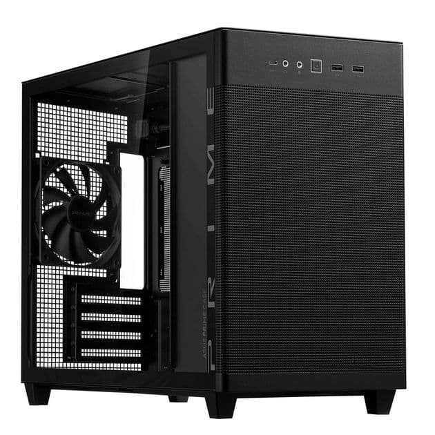 ASUS Prime AP201 Tempered Glas, without PSU, 2xUSB3.2, 1xUSB Type-C, Tempered Glass side, mATX, Black 90DC00G0-B39010