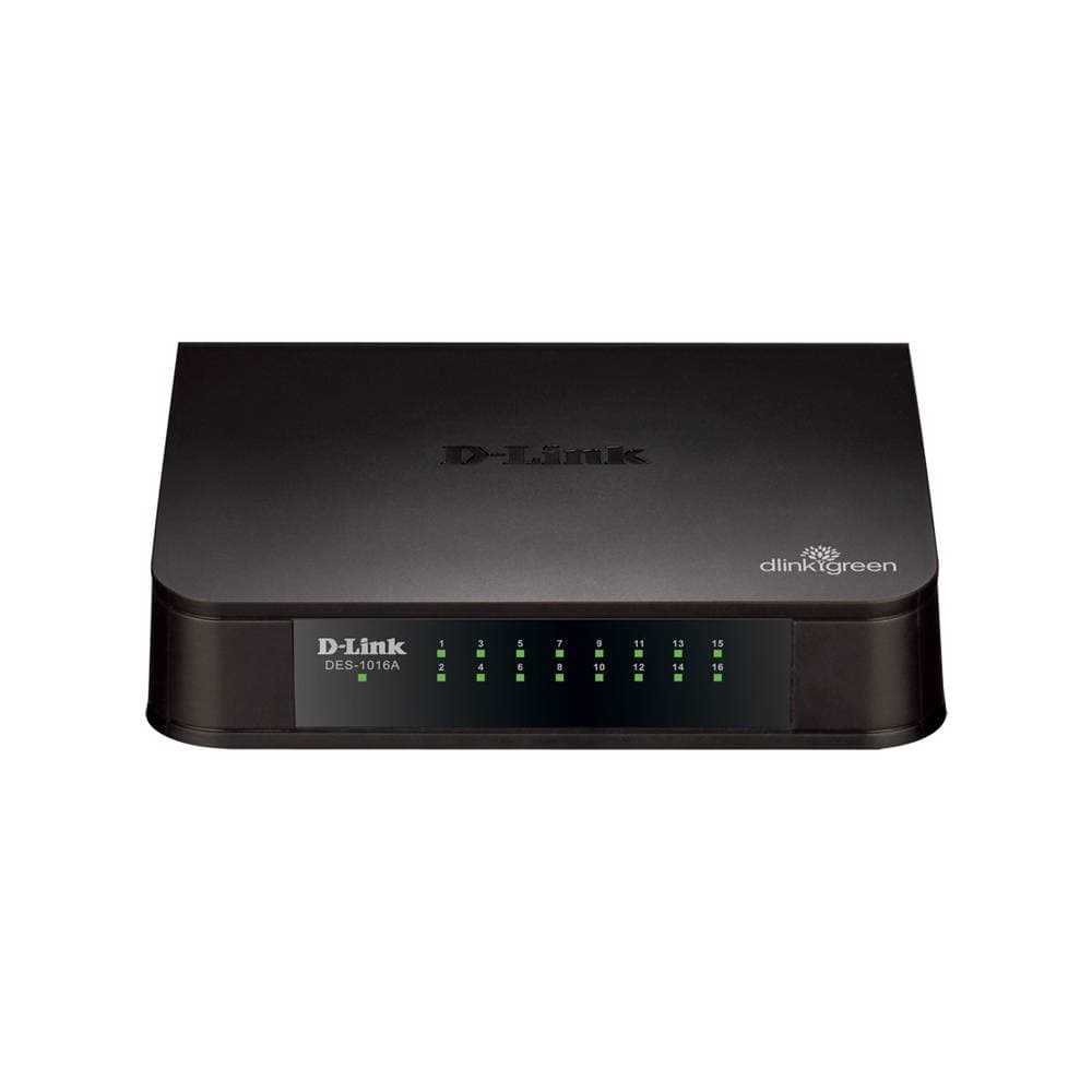 D-Link DES-1016A, Unmanaged Switch, 16 Ports 10/100Base-TX, Black