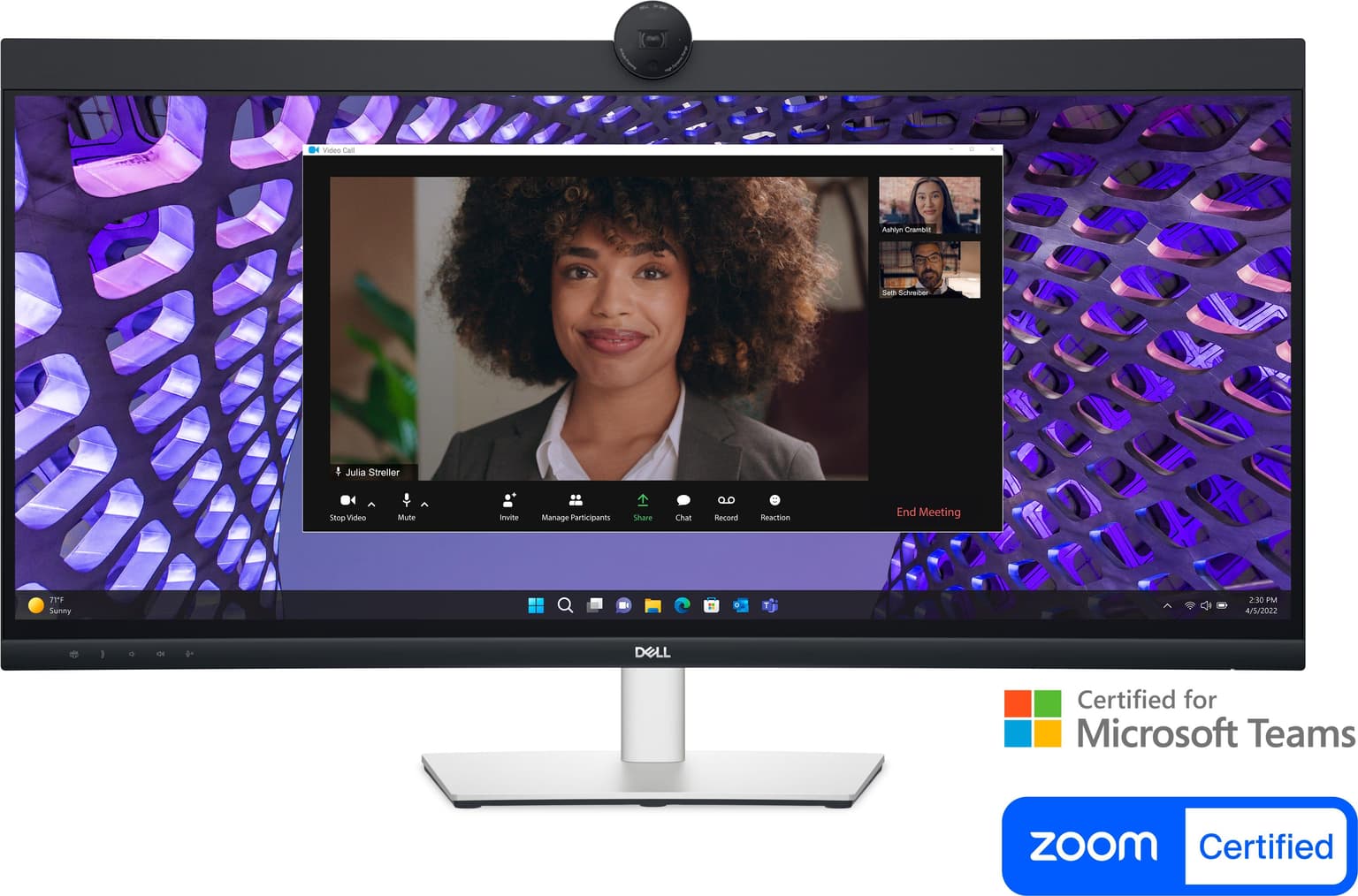 Dell Monitor 34" P3424WEB HDMI, DP, USB-C, RJ-45, MM, IPS, 3440x1440, 21:9, sRGB 99%, CURVED, HAS, Cam