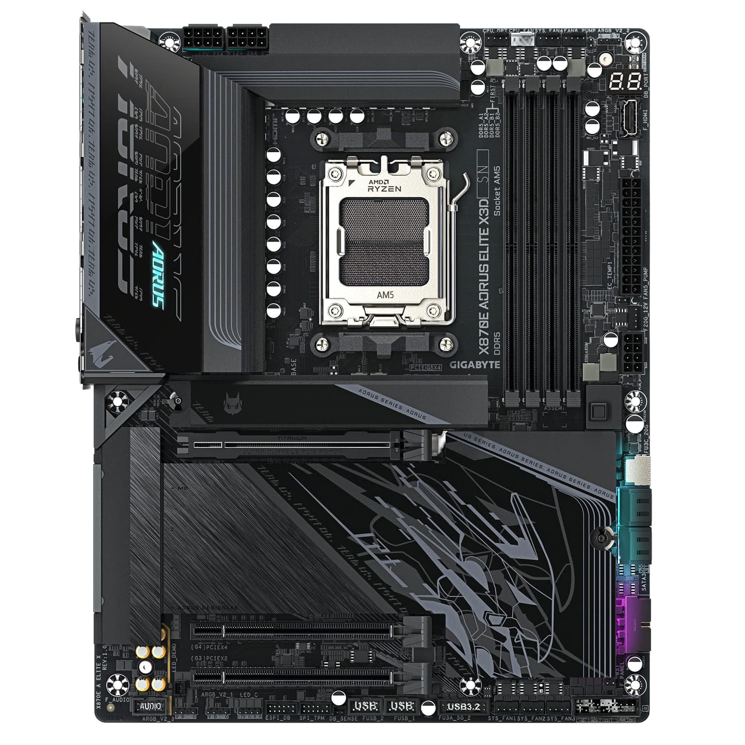 Gigabyte Motherboard X870E A ELITE X3D sAM5 X870 4xDDR5 M.2 Wi-Fi BT HDMI DP ATX