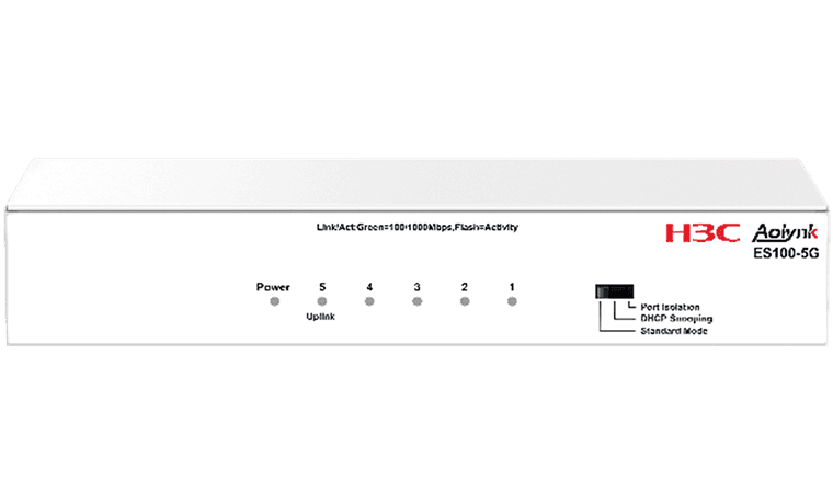 H3C Aolynk ES100-5G Ethernet Switch with 5*10/100/1000M BASE-T Ports,DC