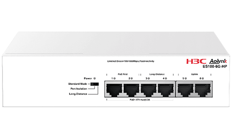 H3C Aolynk ES100-6G-HP Ethernet Switch with 6*10/100/1000M BASE-T PoE Ports,AC