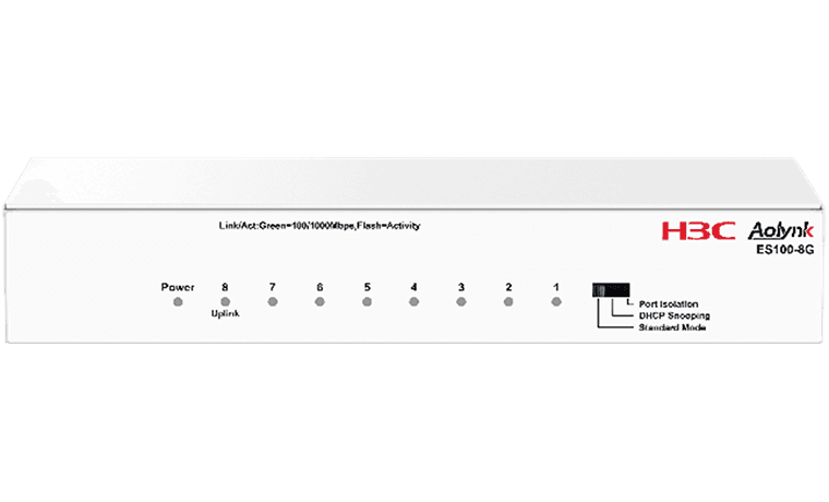 H3C Aolynk ES100-8G Ethernet Switch with 8*10/100/1000M BASE-T Ports,DC