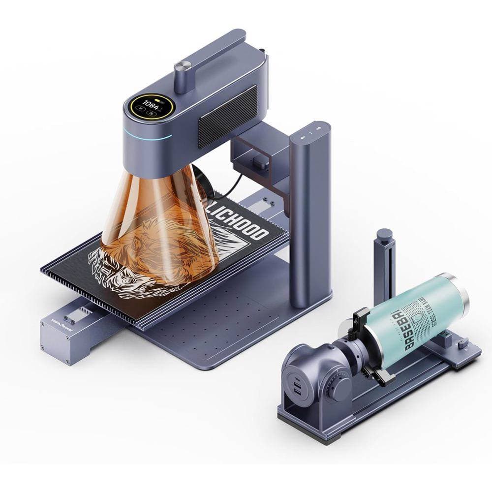 LaserPecker LP4 Deluxe + Slide Extension + Rotary Extension, Laser Engraver Cutter, Grey