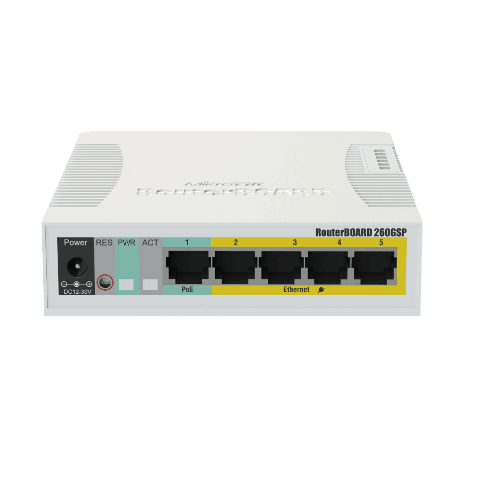 MikroTik CSS106-1G-4P-1S Managed PoE Switch - CSS106, Passive PoE, 1G, 4P, 1S, MikroTik