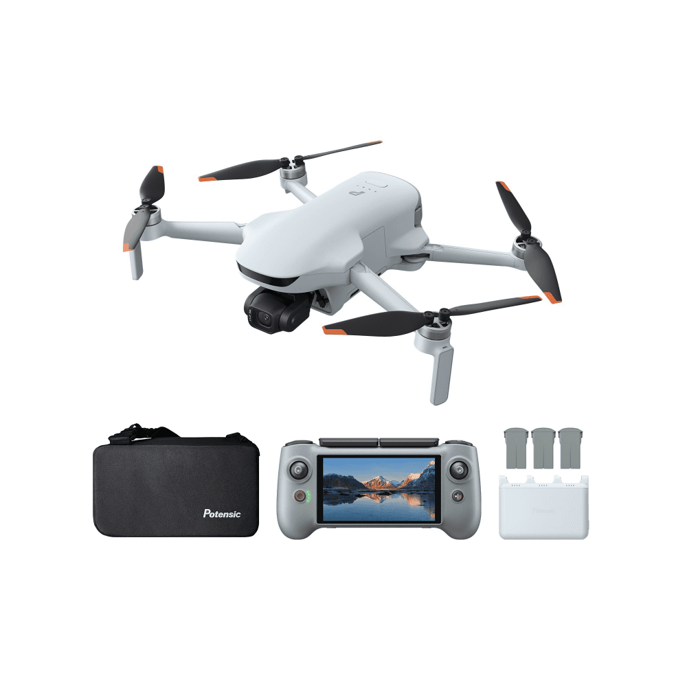 Potensic Drone ATOM 3 Sceen Remote (Fly More Combo) AI Tracking Grey PixSync 5.0, 3 Batteries, Grey