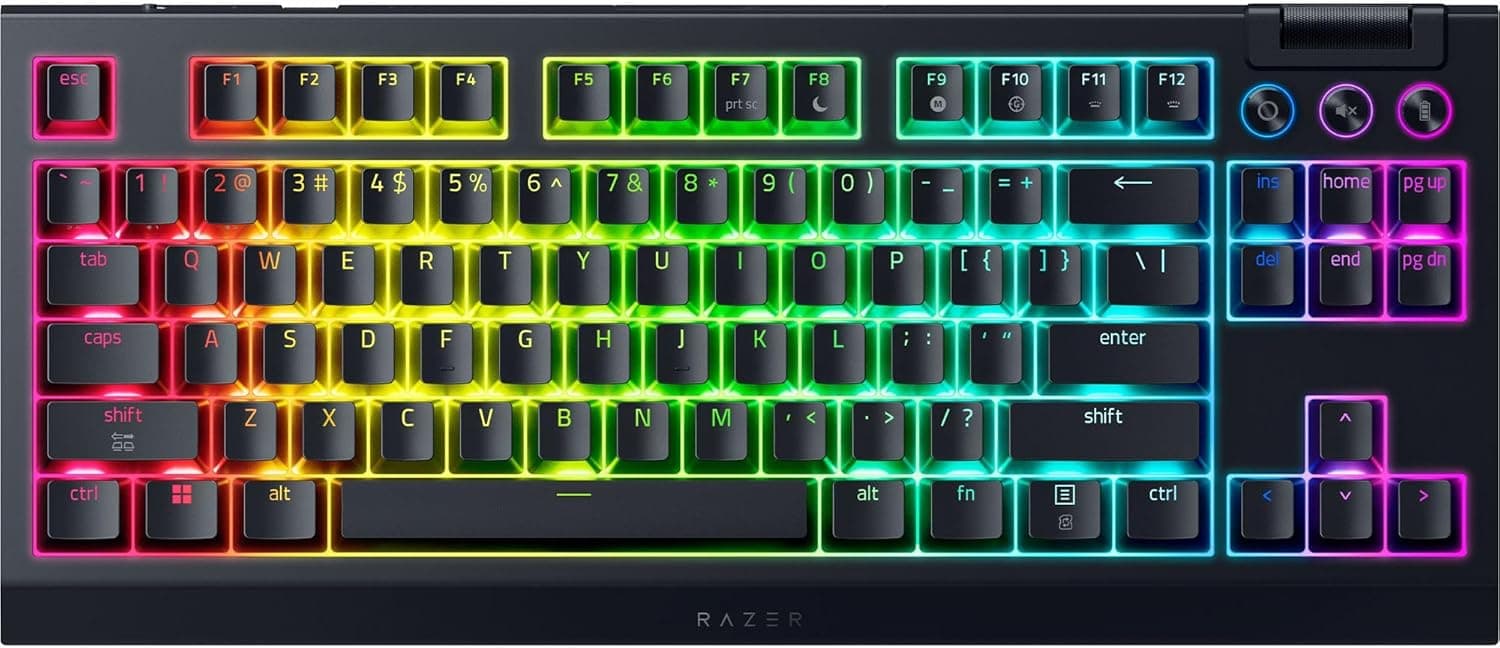 Razer keyboard mechanical BlackWidow V4 TKL HyperSpeed, 87key, Orange Switch Gen-3, USB-A/WL/BT, EN, RGB, black
