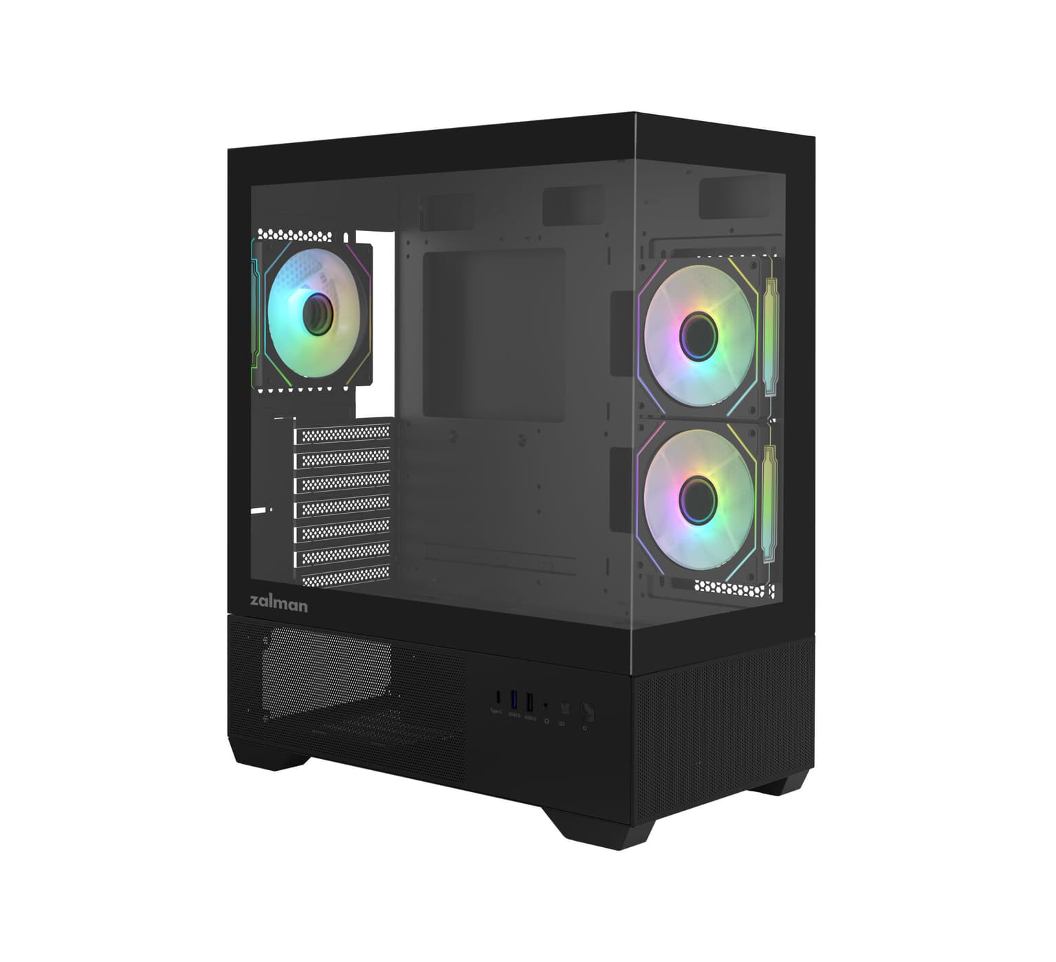 Zalman PC case Chronix V2 without PSU, 1xUSB3.0, 1xUSB2.0, 1x Type C, 2x120mm ARGB Reverse, 4x120mm ARGB, VGA 410mm, LCS ready, TG Side/Front Panel, ATX, black