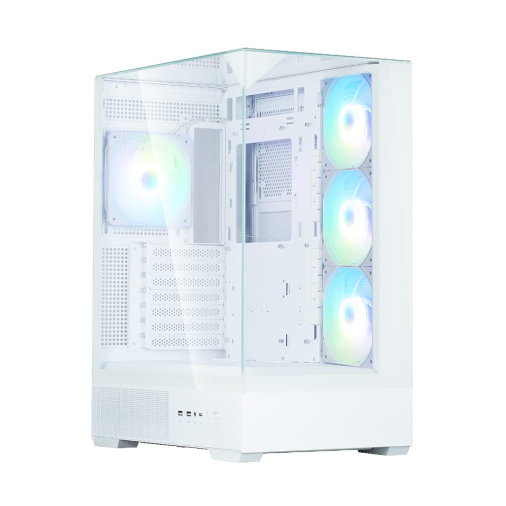 Zalman PC case P40 Prism Plus without PSU, 2xUSB3.0, 1x Type C, 3x120mm ARGB Reverse, 1x120mm ARGB, VGA 420mm, LCS ready, TG Side/Front/Top Panel, ATX, white